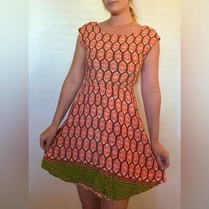 Patterned Orange Mini Dress